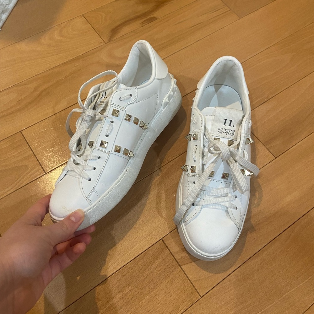 Valentino White Rockstud Sneakers
